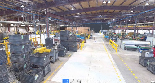 Colorized point cloud of facility that fabricates rollers and steel tubes