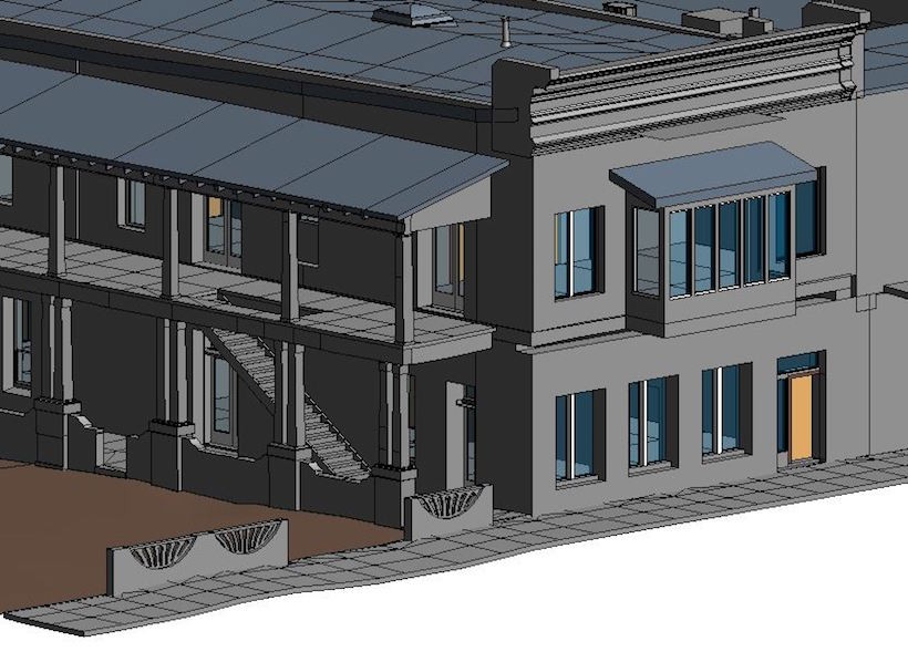 Exterior view close up of 3D model