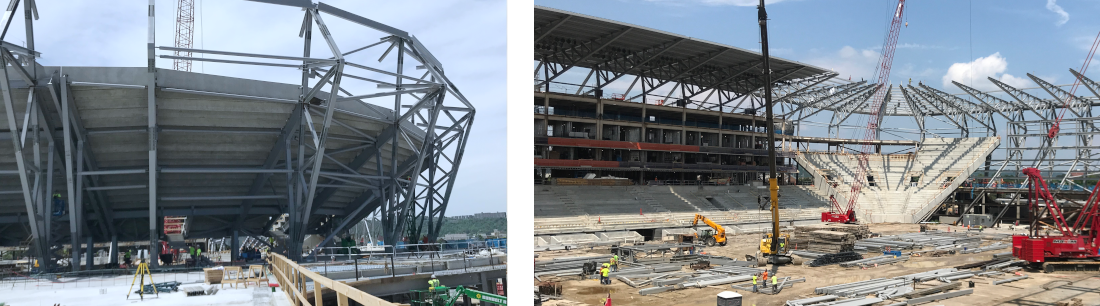The general contractor called GPRS to 3D laser scan TQL Stadium and verify the centerlines of the structural steel framework where exterior signage would be attached. FC Cincinatti 4.PNG